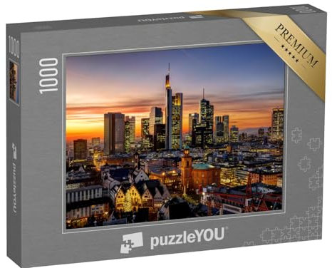 puzzleYOU: Puzzle 1000 Teile „Frankfurt am Main bei Nacht, Deutschland“ – aus der Puzzle-Kollektion Skylines, Frankfurt, Deutsche Städte, Skyline Frankfurt