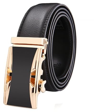 HEYU Herren-Gürtel, echtes Leder, Ratschengürtel mit automatischer Schnalle (Bianhu)