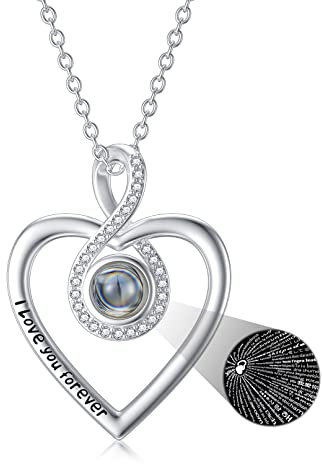 Dorunmo Ich liebe Dich Halskette 100 Sprachen Kette Damen Infinite Unendlichkeitszeichen Kette Geburtstagsgeschenke für Frau Mama Sie Geburtstag Muttertags 925 Silber Projektion Halskette