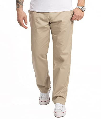 Rock Creek Herren Hose Chinoohose Comfort Fit Chino Hose Cargo Hose Weites Bein Casual Pant Männerhose Freizeithose Hosen Herrenhose H-298 Beige W34