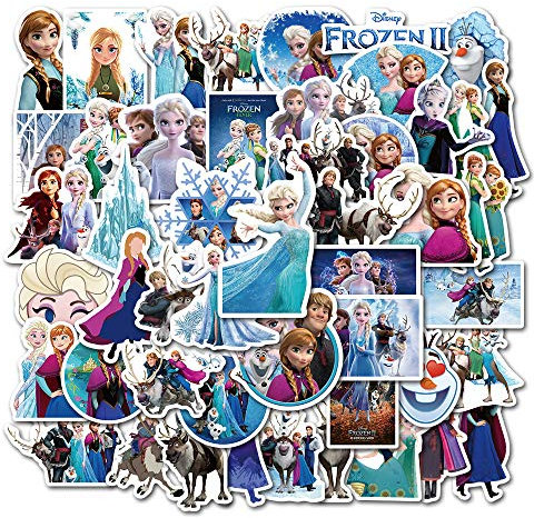 Feifei'S Bow 50 Stück Prinzessin hero Superheros Elsa Toy Story Kinder Aufkleber Gepäck Laptop Skateboard Wasserdicht Partytüten Wasserflasche Graffiti Patches(Elsa (zufällig))