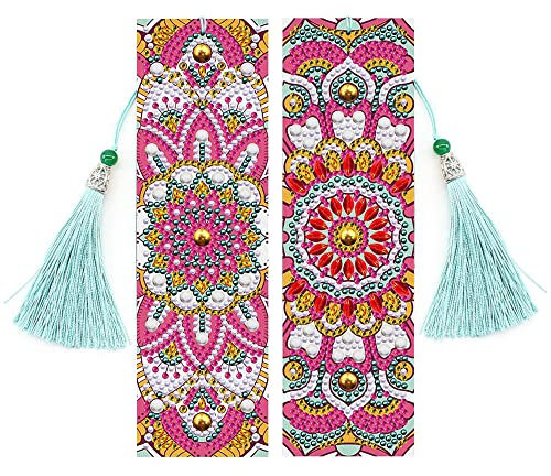 2 Stücke Diy Lesezeichen, Diamant Lesezeichen, Leder Quaste Lesezeichen, mit Quaste, für Kinder/Erwachsene/Anfänger, Valentinstag Geschenk, Geburtstagsgeschenk (A)