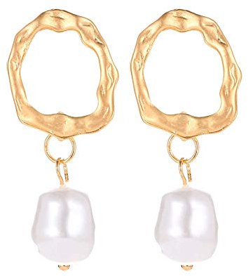 Koreanischer Perlenkopf Ring Georgette Perle Welle Georgianische Perle Ringelsöckchen (Gold, One Size)