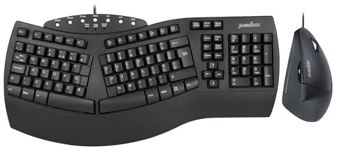 Perixx PERIDUO-512B US, Kabelgebundene ergonomische Tastatur und vertikale Maus-Kombination, USB, Schwarz, US-Englisch