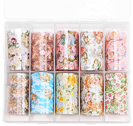 Nail Art Supplies Baroque Full Wrap Cupid Rose Flower Angel Transfer Stickers Decals Nail Foils(10)