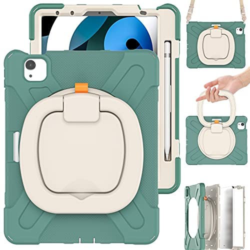 MEEgoodo Funda para iPad Air de 13 Pulgadas (M2) 2024 y iPad Pro 12.9 de 6ª/5ª/4ª/3ª generación 2022 2021 2020 2018, Funda para Tablet con Soporte para lápices, Soporte Giratorio, Correa de Hombro