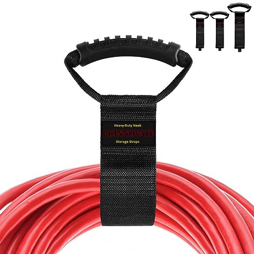 Easy Carry Extension Cord Holder Organizer, Heavy Duty Storage Straps Hook and Loop Cord Carrying Strap, Hanger, and Organizer with Handle for Pool Hoses, Garden Hoses, Cords, Cables ect. (3 Pack)