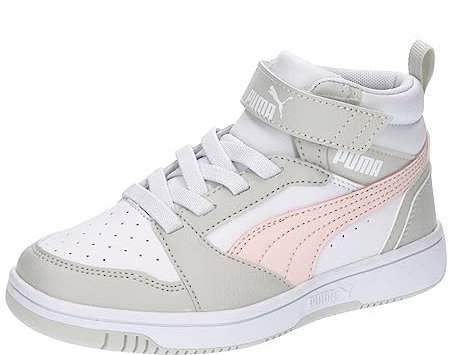 PUMA Puma Rebound V6 Mid Ac+ Ps, Zapatillas Unisex niños, Puma White Frosty Pink Sedate Gray, 30 EU