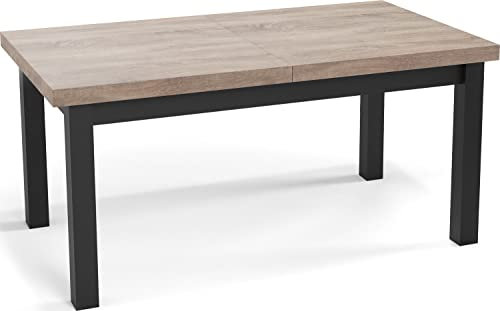 WFL GROUP Moderner Rechteckiger Ausziehbarer Esstisch - Platzsparend - Schwarze Holzbeine - 170 bis 250 cm - Hergestellt in EU - 170 x 90 cm - Sonoma Eiche