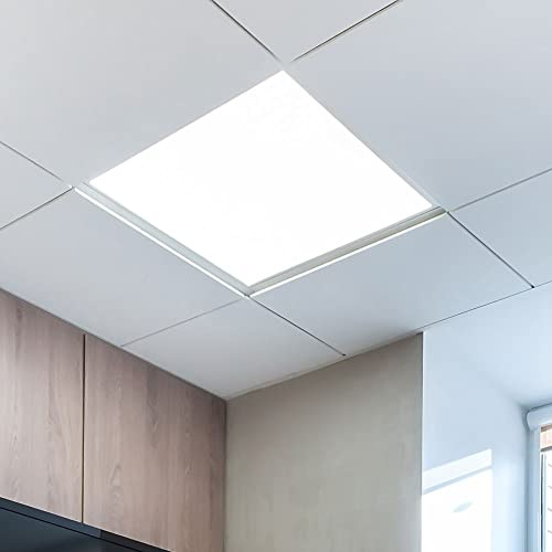LED Einbaustrahler flach LED Einbaupanel quadratisch Einbau Deckenstrahler LED Deckenleuchte weiß, Aluminium, 36W 4320lm Tageslichtweiß, LxBxH 59,5x59,5x3,3 cm