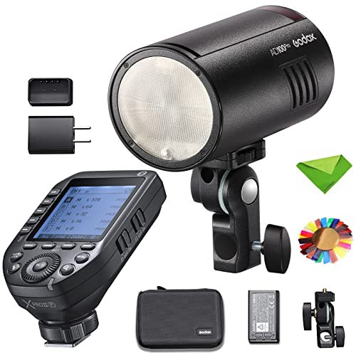 Godox Flash Ad100Pro Ad100 Pro W/Xproii-F Trigger For Fuji Fujifilm Cameras, 100Ws 2.4G Flash Strobe, 1/8000 Hss, 0.01-1.5S Recycling, 360 Full Power Flashes, 2600Mah Battery Strobe Light Photography