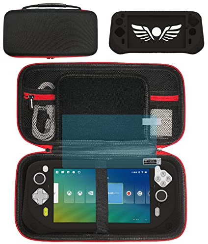 Silicone Cover and Carrying Case Compatible with Logitech G Cloud Gaming Handheld, Screen Protector for Logitech G Cloud Console Accessories (Black/Black)
