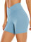 CRZ YOGA Butterluxe Damen Crossover Sport Radlerhose High Waist V-Kreuz Biker Shorts Blickdicht Gym Kurze Leggings - 13cm Reines Blau 42