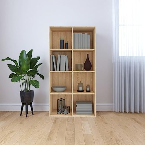FIRBNUS Bücherregal/Sideboard Sonoma-Eiche 66x30x130 cm Holzwerkstoff Industrial Regalsystem Holz Schmal