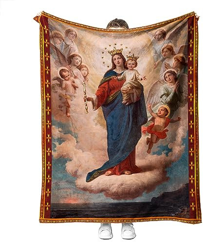 Ultra weiche Jungfrau Maria Decke Mikrofaser Our Lady of Guadalupe Überwurfdecke warm gemütlich Flanell Gebet christliche Decken für Frauen religiöse katholische Geschenke für Frauen Mann 130 x 150 cm