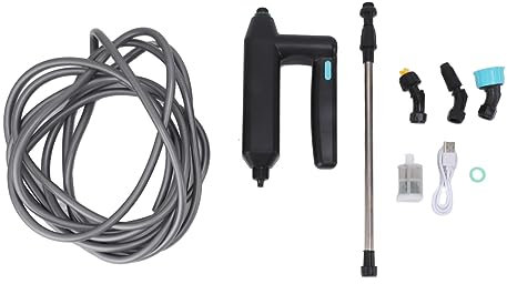 Uadme Pulvérisateur à Pression avec Tuyau, Lance Pulverisateur Telescopique à Électrique de Jardin Pulvérisation à Batterie avec 3 Buses pour l'arrosage Mauvaises Herbes de Pelouse de Jardin