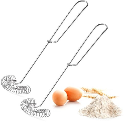 2 Piezas Batidor de Huevos en Espiral de Acero Inoxidable,Batidor Manual de Huevos de Cocina,Batidora de Espiral Cuchara Magica,Batidora de Varilla Manual para Mezclar,Revolver la Huevos,Crema,Leche