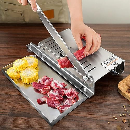 Cortadora de carne de acero inoxidable Cortador de carne de hueso de acero inoxidable, picador manual de carne de costillas, máquina cortadora de alimentos comercial for el hogar for pescado, pollo, c
