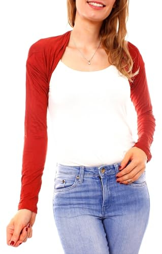 Easy Young Fashion - Damen Jersey Bolero - Langarm Schulterjacke - kurzer offener Crop Cardigan 2008 OneSize (34-38)