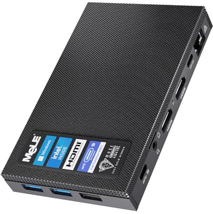 MeLE Quieter 4C Fanles Mini PC Sin Ventilador N100 4GB 128GB con Windows 11 Home, USB-C PD 3.0 e visualizzazione Video, HDMI Display Micro Desktop PC para Hogar, Oficina