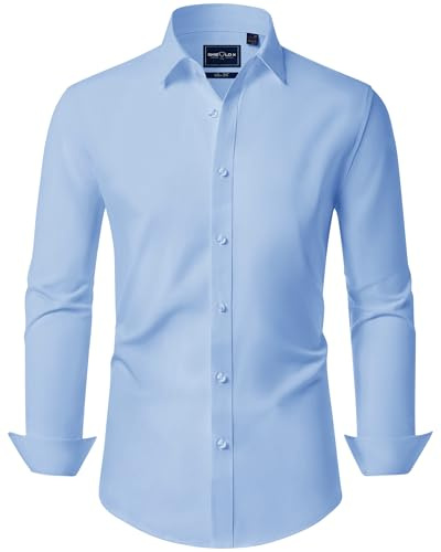 DEMEANOR Camisas de vestir para hombre, camisas de vestir de manga larga para hombre, camisas ajustadas, camisas casuales para hombre, camisas formales sin planchado