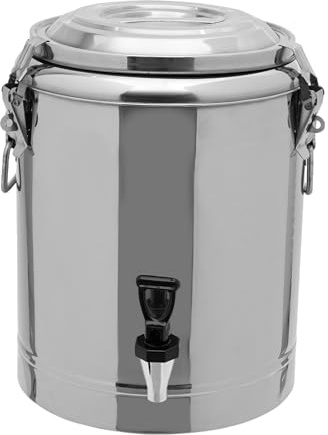 Récipient de maintien au chaud, seau de 20/40 l, en acier inoxydable, distributeur de boissons froides, seau isotherme en acier inoxydable, chauffe-plats, récipient isotherme avec couvercle, argenté