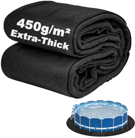 Abimars Tapis de piscine épais pour piscine hors sol, tapis rond de 4,6 m pour fond de piscine, confort sans couture, double densité, résistant aux perforations, noir