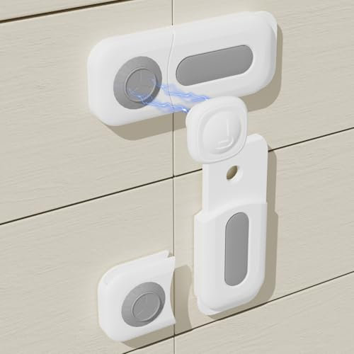FLURYSAR Sécurité enfant : lot de 6 + 2 clés de sécurité d'armoires magnétiques pour armoires et tiroirs – Pas de perçage, adhésif 3M puissant, durable – Verrous de sécurité bébé pour meubles, cuisine