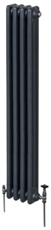 Traditioneller 3-Spalten-Heizkörper 1800 x 202mm | Vertikaler Wandheizkörper | Matt Anthrazit Grau Kohlenstoffstahl | Wohn- Badezimmer Küche [Inkl. Reinigungsbürste, Befestigungsset & Halterungen]