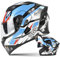 ZXJDP Klapphelm Modularer Motorradhelm für Männer und Frauen, DOT/ECE-zugelassener Integralhelm mit Doppelvisier, Leichter Roller Helm Jet Helm Mopedhelm Vollvisierhelm,Blau,XL