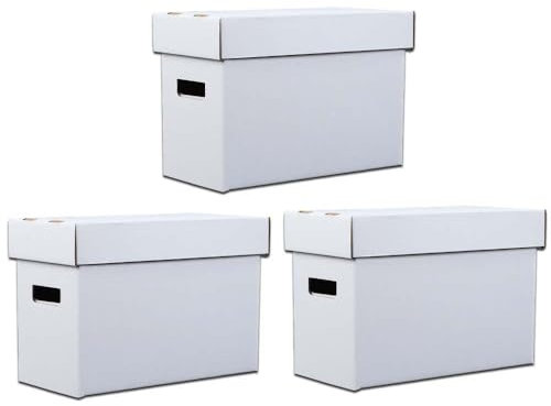 CROSSDESIGN 3 Pack Comic Book Storage Comic Book Box Holds 150-175 Comics Collapsible and Stackable Comic Short Box Moistureproof Comic Box Stackable Archival Cardboard