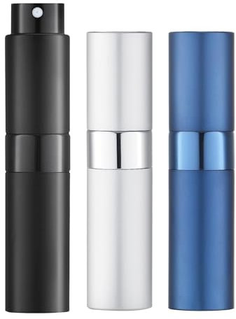 3 Pezzi Spruzzino Nebulizzatore Piccolo (8ML), Porta Profumo da Viaggio per uomo e donna, Atomizzatore Profumo per Borsa Viaggio, Viaggiare Festa, Vita Quotidiana (Blu Nero Argento)