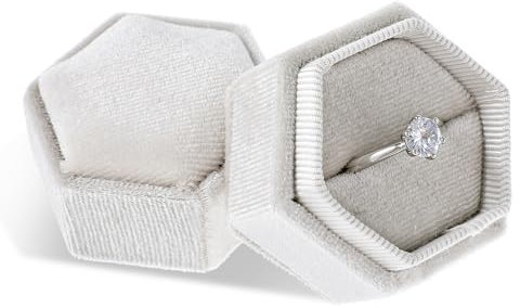 Gjinxi Samt Ring Box Schmuck Ring Box Verlobungsring Box Hochzeitstag Ringhalter Mit Abnehmbarem Deckel für Weihnachten Hochzeit Zeremonie Vorschlag Engagement Jahrestag