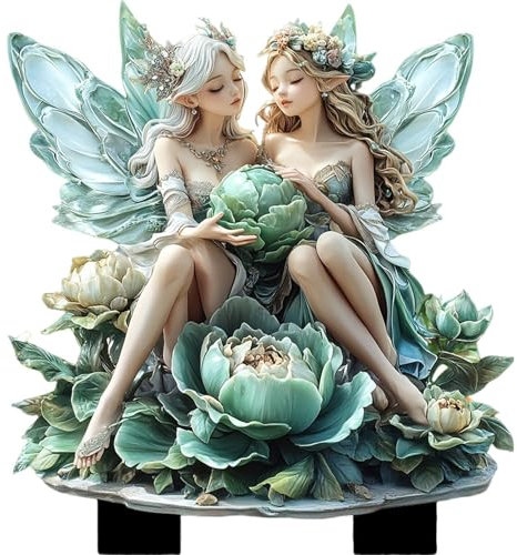 Topfpflanzendeko, Feengarten Figur | Flache Fee für Blumentopf | Blumentopf Deko | Figur Zwerg Gartenzubehör