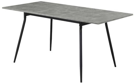 B&D home Esstisch LIO, ausziehbar 120-160 x 80 cm, 4-6 Personen Küchentisch Holztisch mit Metallgestell für Esszimmer, Küche, modern Design, Beton Optik, 11219-120-FS-BETO