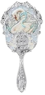Handspiegel-Set der Swan Ballet-Serie, elegantes, graviertes Make-up-Werkzeug in Puderblau und Weiß, ideal for zu Hause und auf Reisen, ein Muss for jeden Make-up-Liebhaber, verbessert das Make-up-Erl