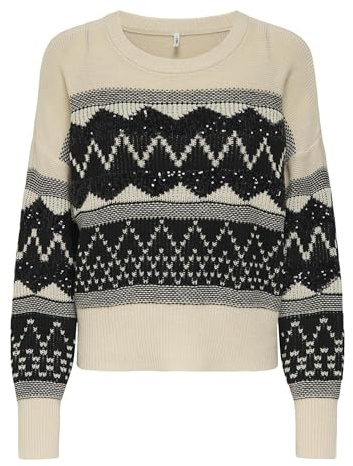 ONLY Damen Onlmeline Ls Sequin O-Neck KNT