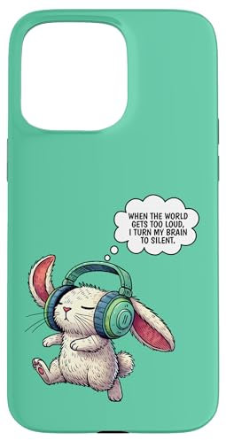 Carcasa para iPhone 15 Pro Max Relaxed Bunny with Headphones Creative Design