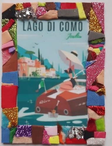 Como1 Kühlschrankmagnet, Motiv: Lake Como, Italien, Souvenirs, handgefertigt, Mosaik, Idee, Reisen, Urlaub, ca. 6 x 8 cm
