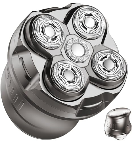 Sarsumir Glatzen Rasierer Herren 5D Kopfrasierer Glatze Flexibler Glatzenrasierer Elektrisch Wasserdicht Kopf Rasierer Bold Shaver mit LED Anzeige, USB-C, Silber