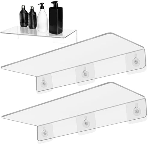 NASSMOSSE Étagère de fenêtre 2pcs, 16x6x2 Extension de Rebord fenêtre Acrylique Transparent pour Les Plantes, Porte-Plante intérieure d'aspiration pour kit Micro-Verts