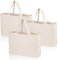 RFYTDCF 3 Stück Baumwolltasche, Stoffbeutel Baumwolle Unbedruckt Jutebeutel 45 x 35cm Tragetasche Wiederverwendbare Einkaufstasche Faltbar Baumwollbeutel für Wäsche Sport Shopping