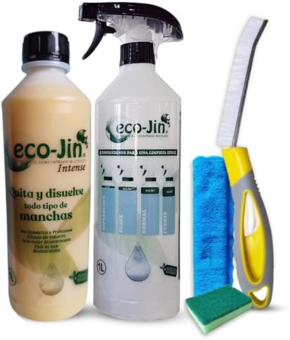 Eco-Jin Pack INTENSE | Difusor | Cepillo Para Juntas Amarillo | Bayeta Microfibra | Estropajo Con Esponja | Limpiador Multiusos