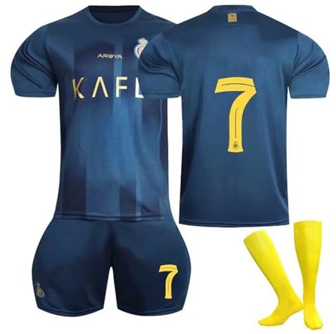 sinirttou Awonlate Fussball Trikot Kinder Grün Set, Nr.7 Fußballtrikot für Kinder, Football Fußballtrikot Fussball Set für Junge und Mädchen, Größe 24 (Höhe:130-140 cm)
