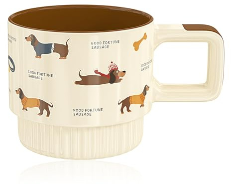 ZenithAura Dackel Tasse, Kaffeebecher mit Dackel,Perfekt für Dackel Liebhaberk Ideal für Hunde Fans Mamas und Liebhaber lustige und süße Motive Weihnachten Geburtstag