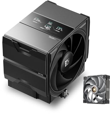 Sudokoo SK700V CPU Kühler AM5 PC Lüfter 120mm mit Display Digital Single Tower 7 Heatpipes+ Sudokoo MACH120 PC Lüfter 120mm Gehäuselüfter Leiser，Die beiden Artikel kommen in einem Paket