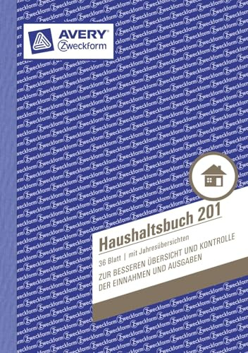 AVERY Zweckform 148 x 210 mm Haushaltsbuch (A5, mit Jahresübersicht, 36 Blatt) weiß (Haushaltsbuch, 5er Pack)