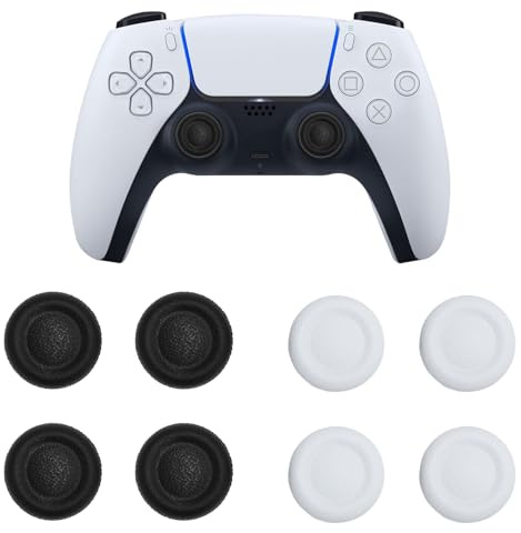 8 Stück Thumbstick Kappen für PS5 & PS4 Controllern, Schwarz und weiß rutschfeste Daumengriff-Joystickkappen, Verschleißfeste Grip Aufsätze für präzise Steuerung, Gaming Zubehör für besseren Grip