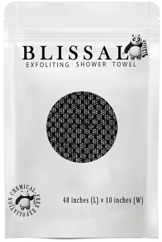 Blissal Exfoliating Shower Towel - Reusable Korean Italy Towel for Dead Skin Removal, Body Scrub Glove for Men & Women, Eco-Friendly Washcloth for Smooth Skin