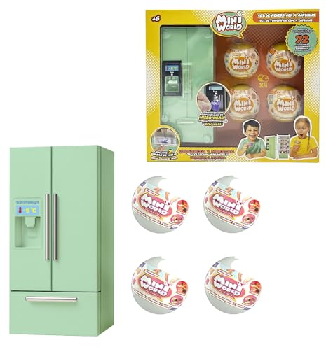 Bizak Mini World 64501006-1 Set de 4 Capsules Surprise à Collectionner avec Mini Aliments et Fonction Glaces, Comprend des Accessoires, pour garçons et Filles à partir de 6 Ans